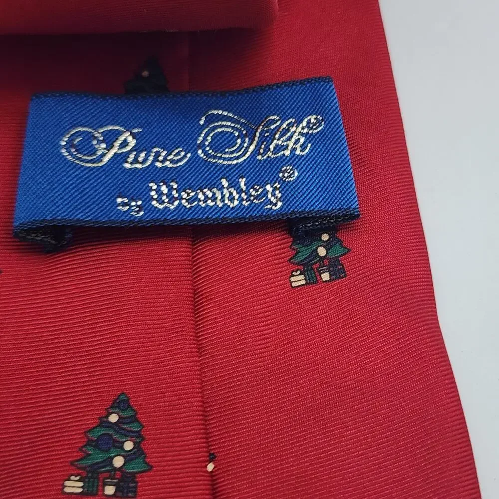 Vintage John Henry & Wembley Christmas Tie Lot Mens Red Silk Santa Tree